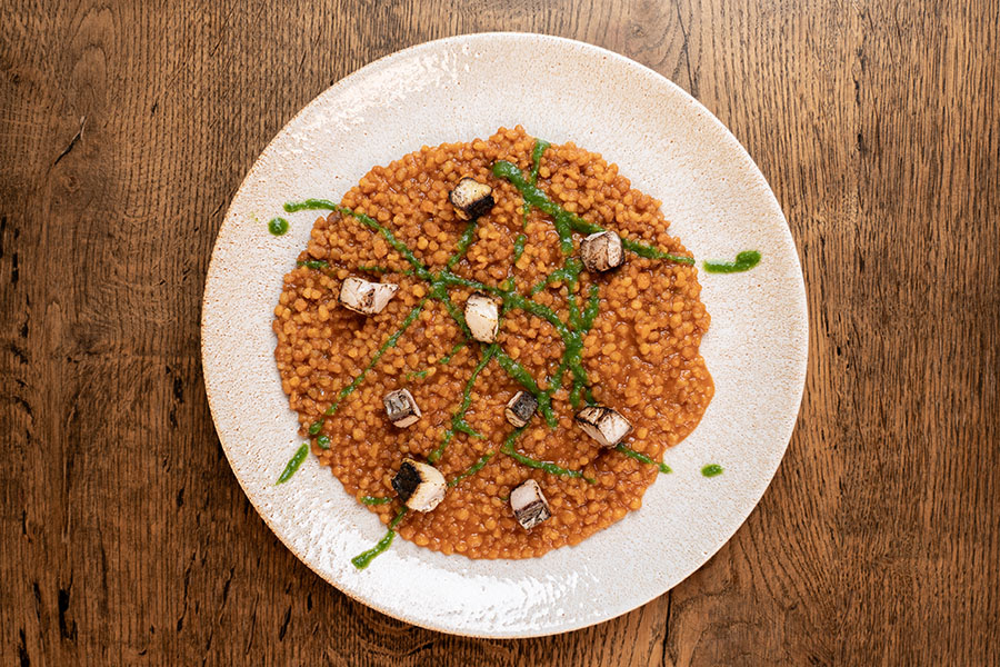 Fregula Fusion Giappo-Sarda Fregula sarda risottata con ingredienti giapponesi